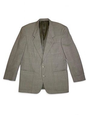 Vintage Christian Dior Monsieur Wool Blazer 42R Tan Plaid Tweed Suit Jacket